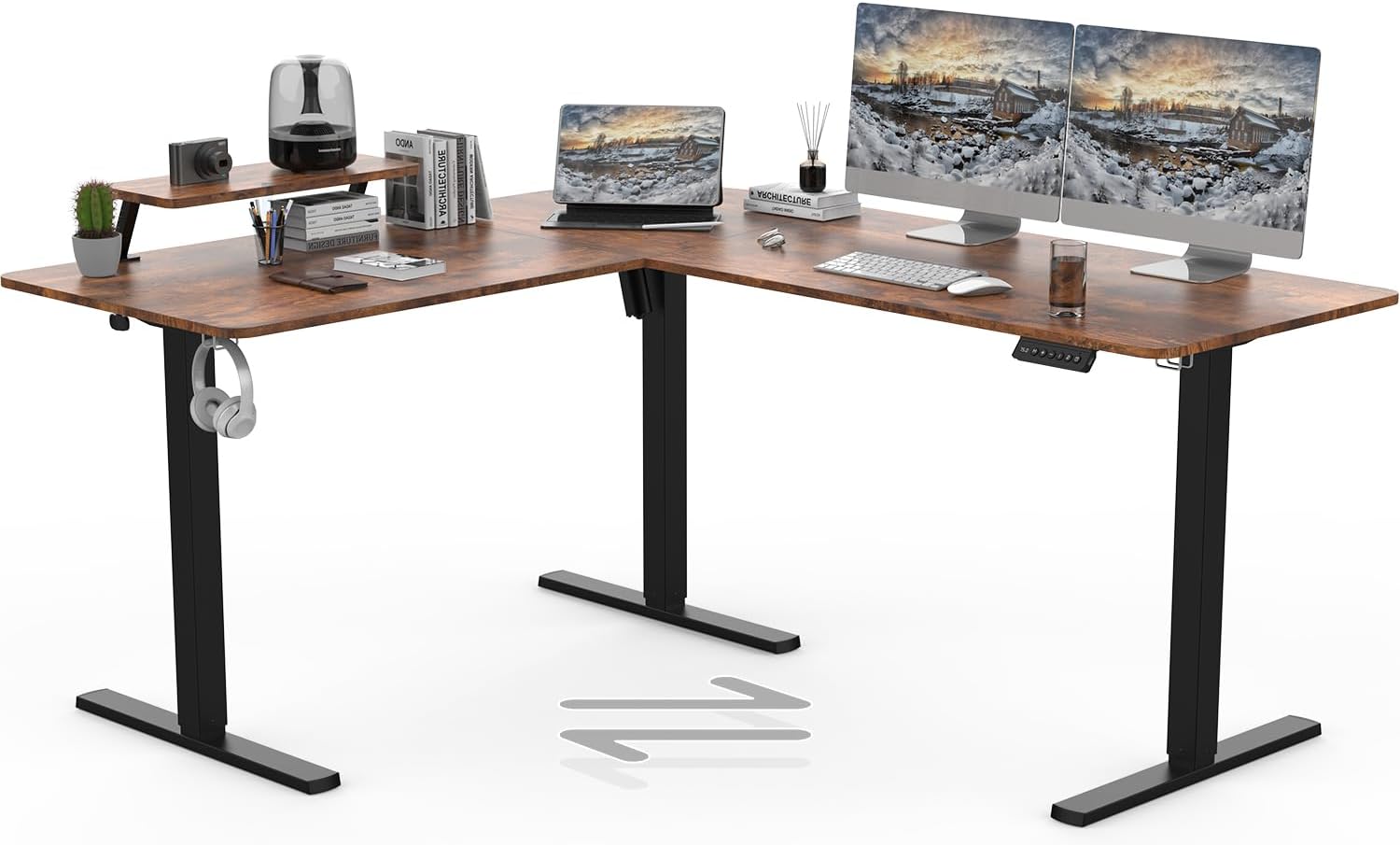 TRIUMPHKEY L Shaped Interchangeable Standing Desk, Special Height Adjustable Des...