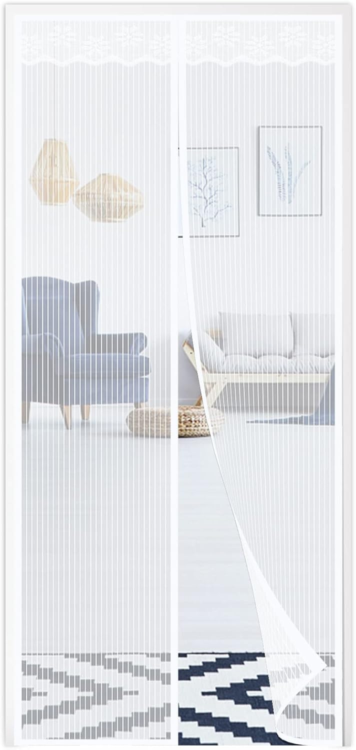 Magnetic Fly Screen Door, Patio Insect Door Screen with Full Frame Magic Tape, A...