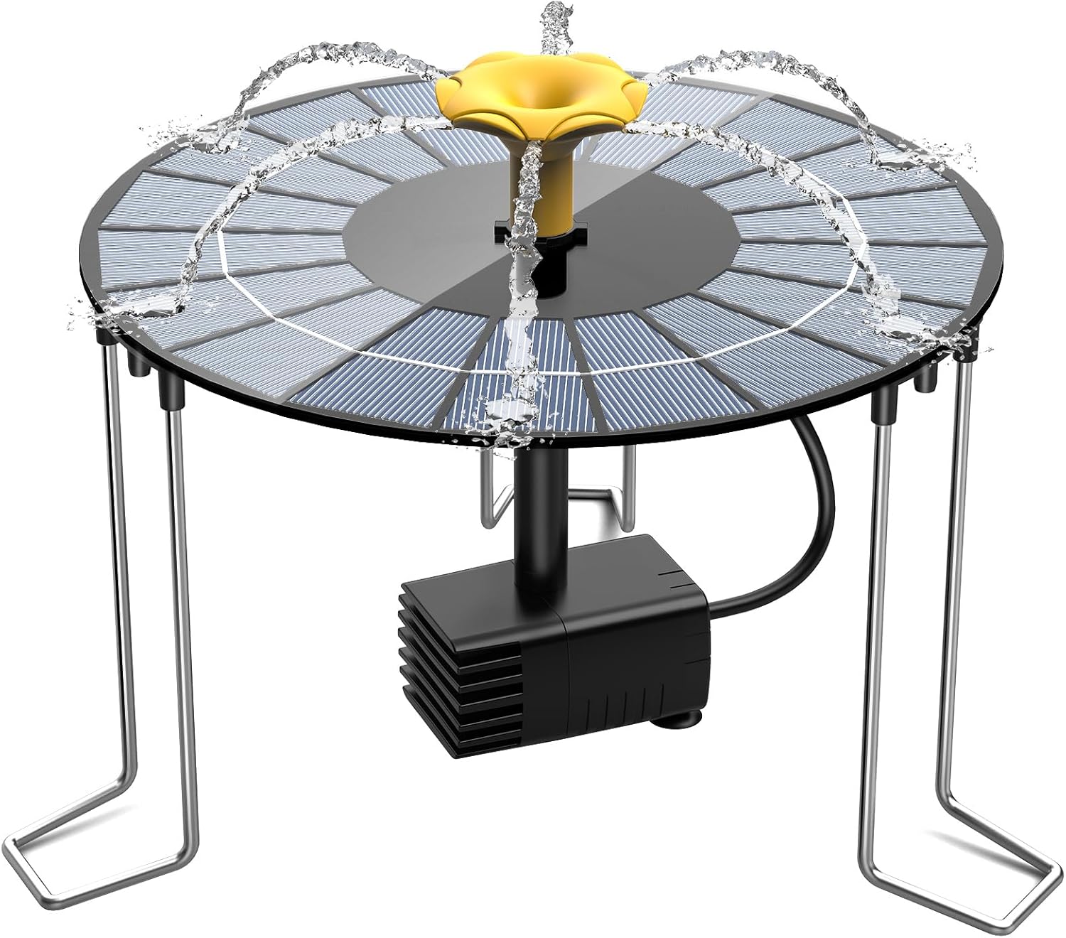 AISITIN 4W Solar Water Fountain with 1500mAh Battery, 2024 Upgraded Metal Stand...
