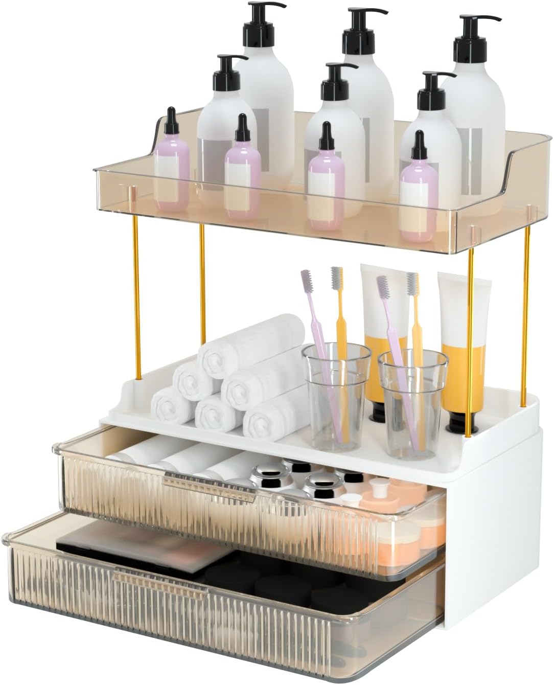 MOACC 3-Tier Makeup Organizer, Bathroom Counter Organizer, Large Capacity Skinca...