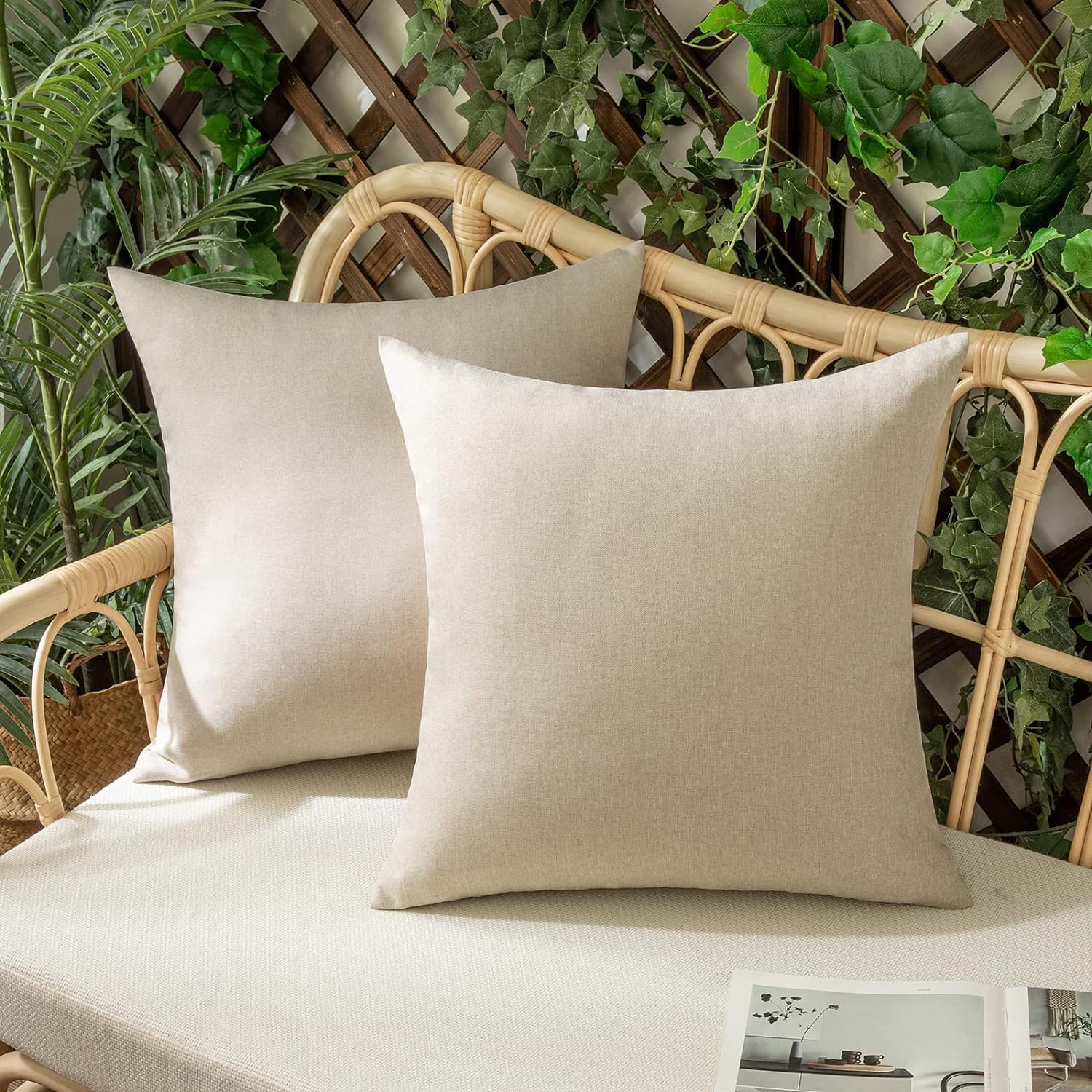 Woaboy Set of 2 Outdoor Waterproof Throw Pillow Covers, Special Decorative Farmh...