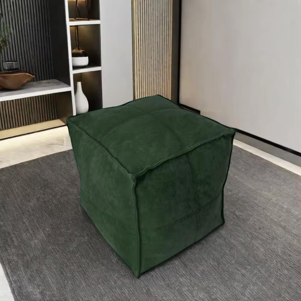 Pouf Ottoman Foot Rest, Square Pouf Cover, 17.7" Cube Bean Bag Chair, Decorative...