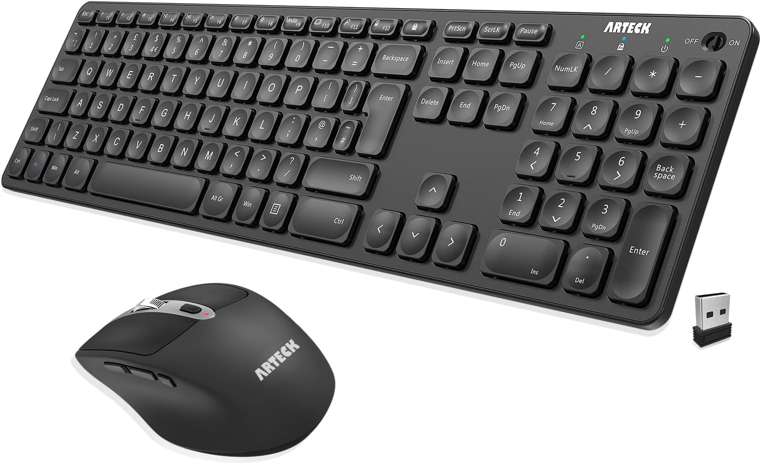 Arteck 2.4G Wireless Keyboard and Mouse Combo Ultra Slim Full Size Keyboard Keyb...