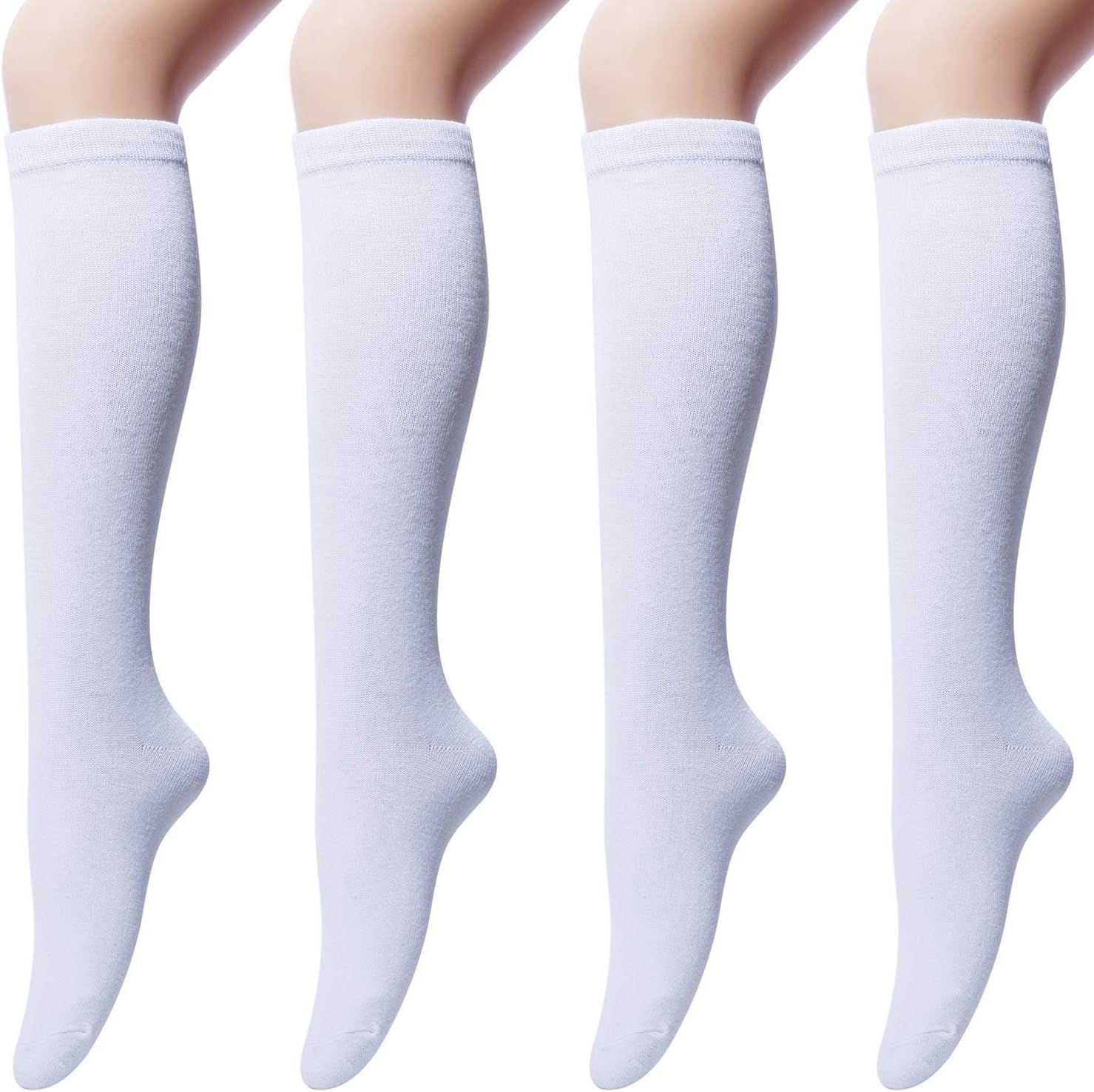 Chalier Cozy 4 pairs Women's Cotton Knee High Socks, Casual Thigh High Socks Kni...