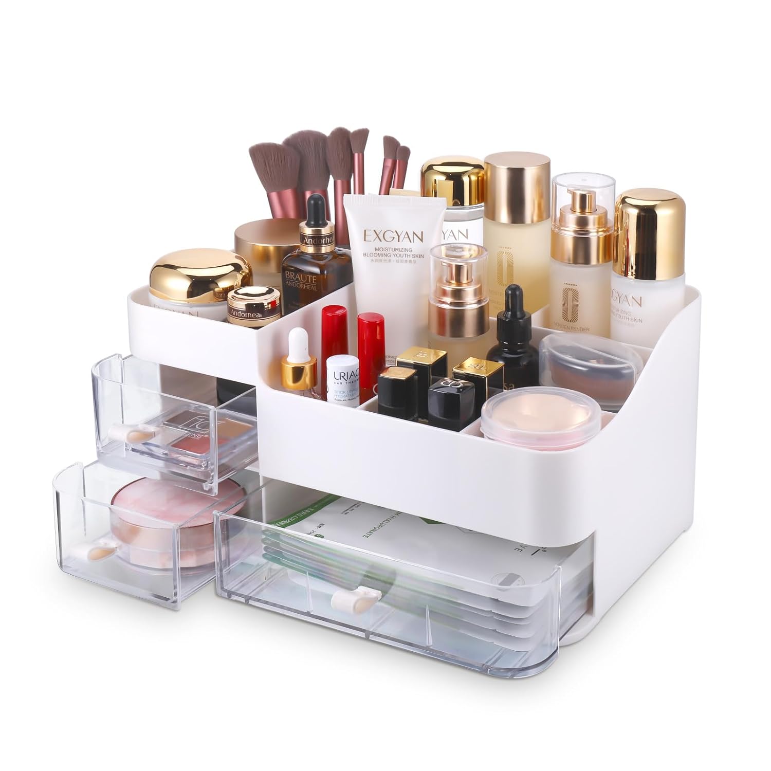 Makeup Organizer for Vanity - Skincare Organizers with Clear Drawers, Large Make...