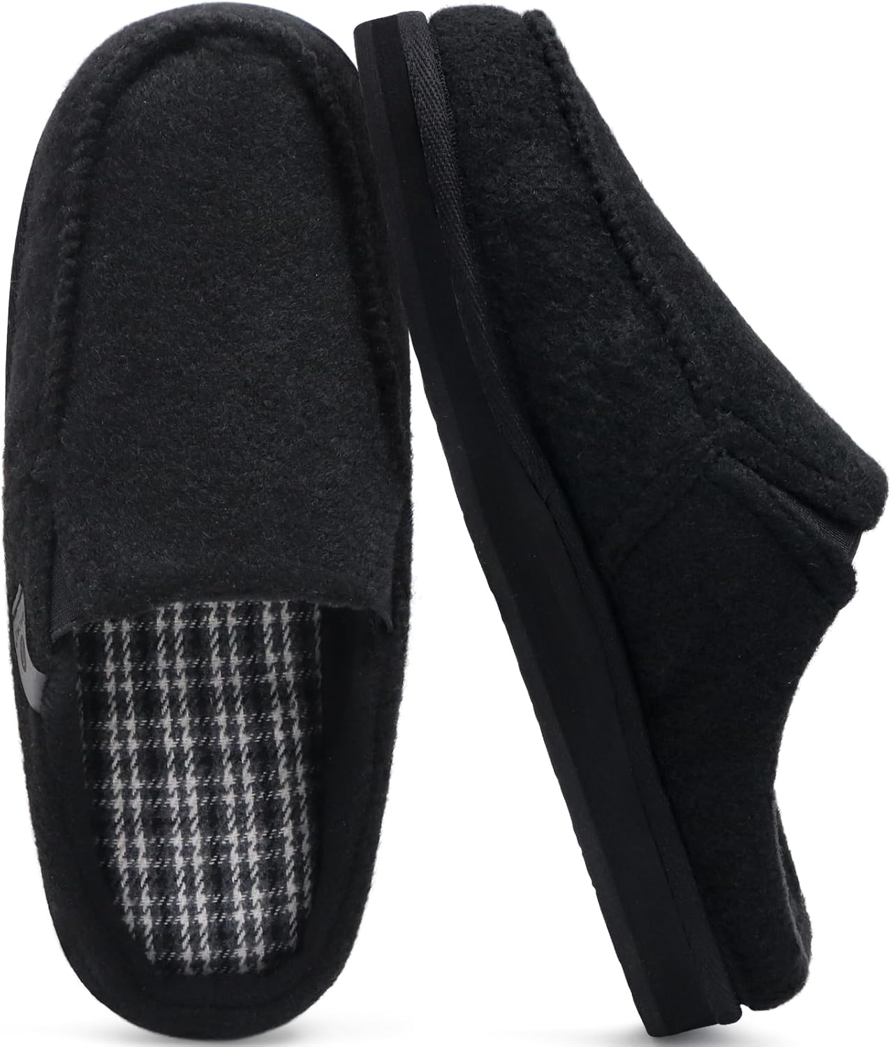 ONCAI Mens Clog Slippers, Special Arch Support Stripe Faux Fur Slippers, Innovat...