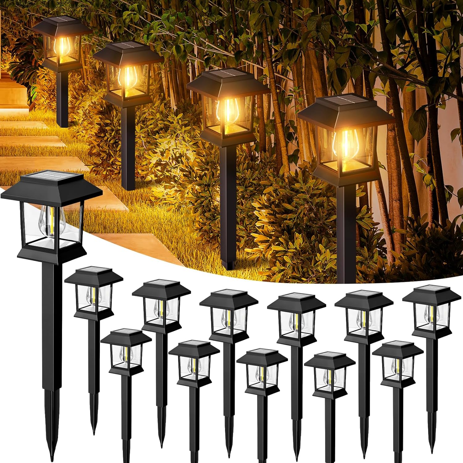 nipify Solar Lights Outdoor Garden, 12 Pack Solar Stake Lights Garden Lights Sol...