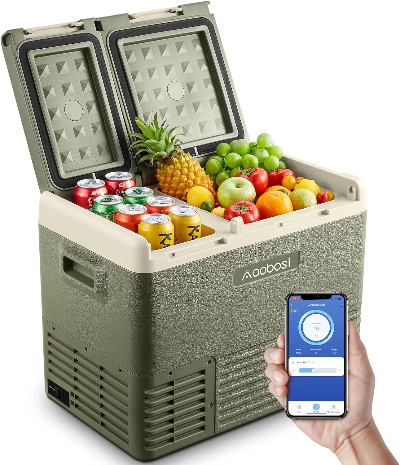 AAOBOSI Car Fridge 33L, Camping Fridge Dual Zone, -20℃-20℃, 12V/24V 230V Fridge...