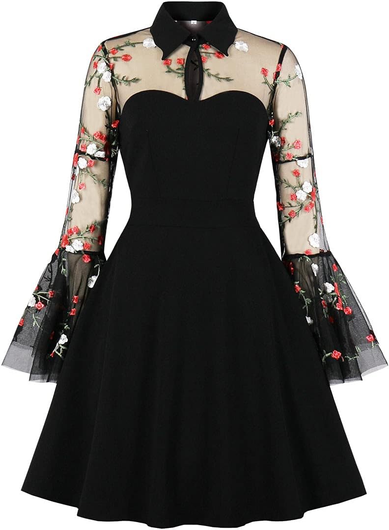 Women's Vintage Polka Dot 1950s Audrey Retro Rockabilly Prom Dress 50's 60's A-L...