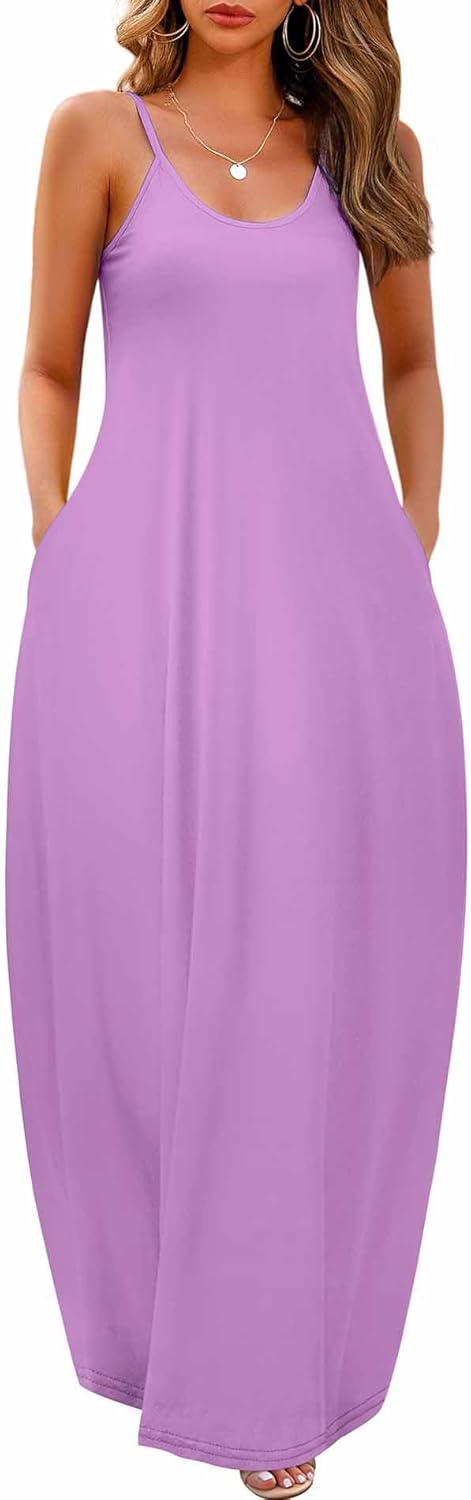 Wolddress Womens 2024 Casual Sleeveless Sundress Plus Size Loose Plain Long Summ...