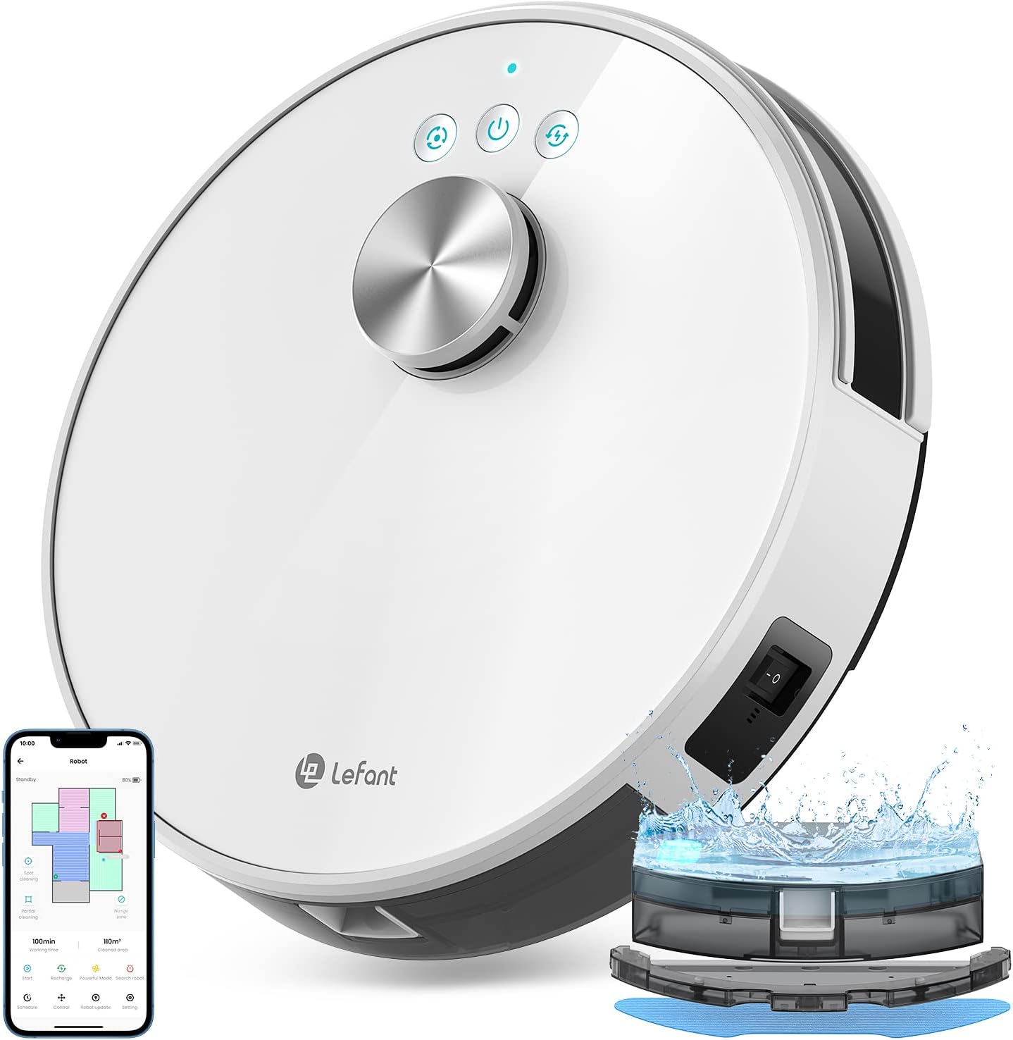 Lefant M1 Robot Vacuum Cleaner with Mop Room Mapping 4000Pa, LDS Navigation SLAM...