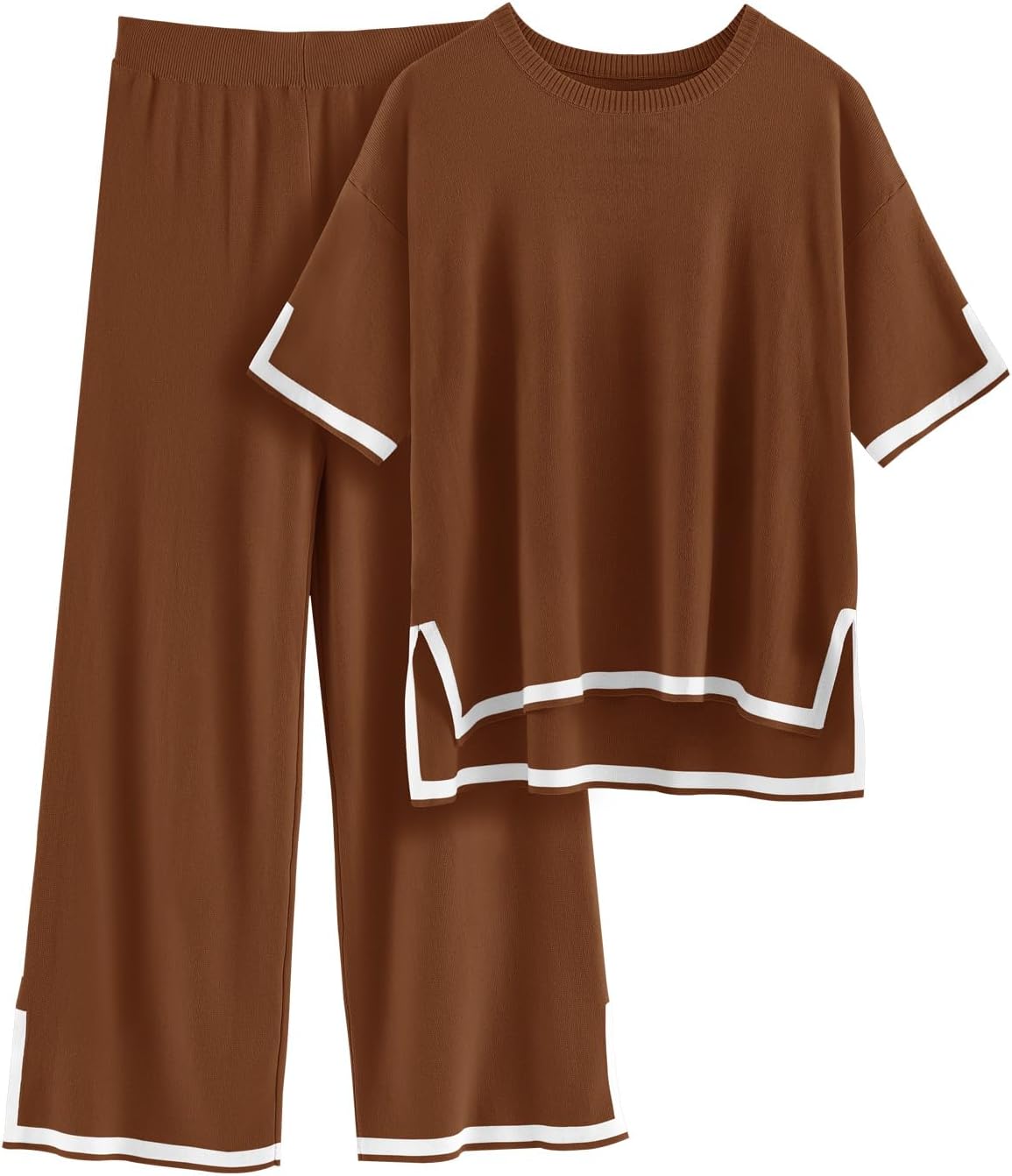 CMTOP Womens 2 Piece Lounge Wear Sets, Casual Crewneck Short Sleeve Tracksuit Fu...