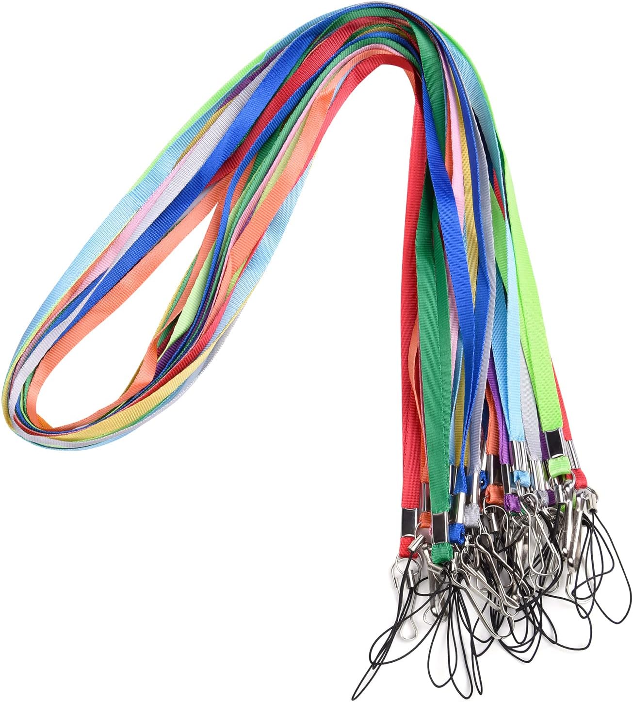 Wisdompro 20 Pack Neck Strap Lanyard, 17 Inch Colourful Nylon Lanyards with J-Ho...
