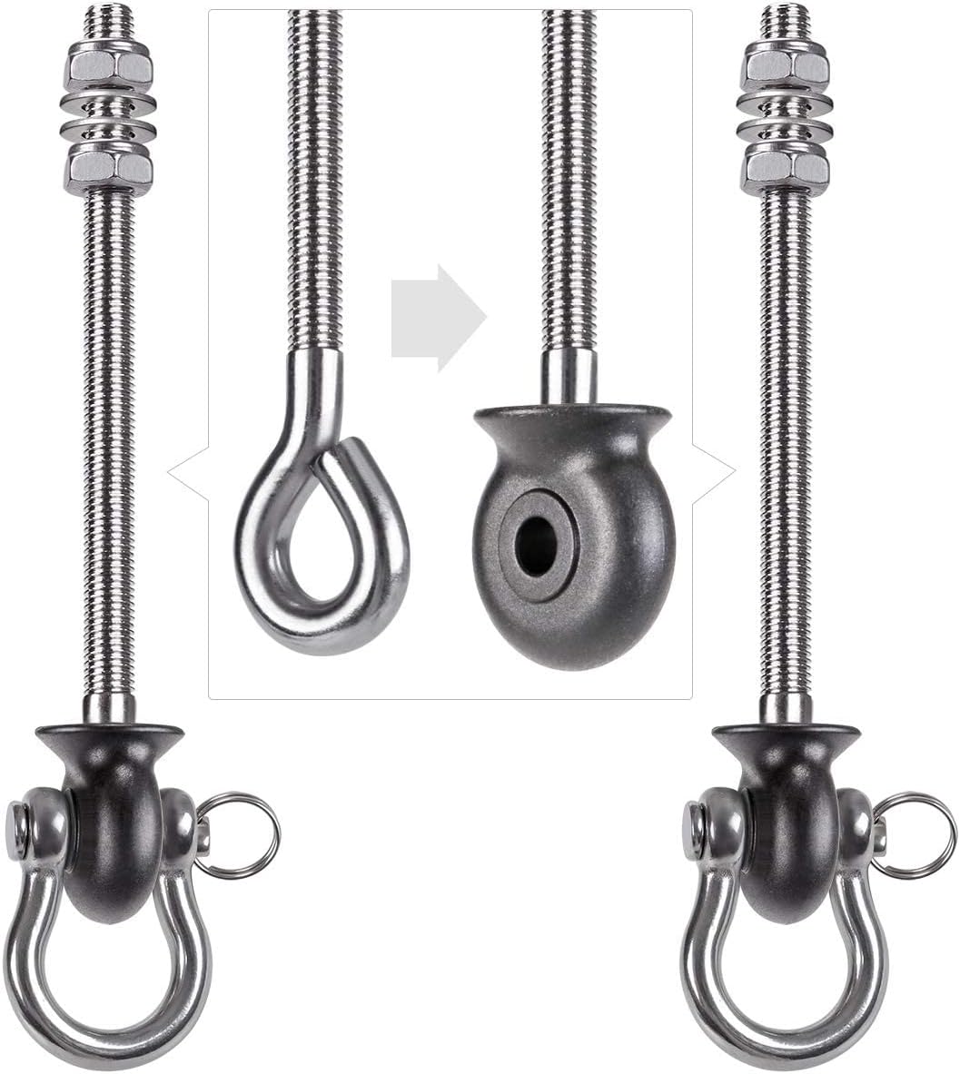 BeneLabel 2pcs Hanging Bolts 19.5cm Hammock Swing Hanger Carabiner Hook, Swive S...