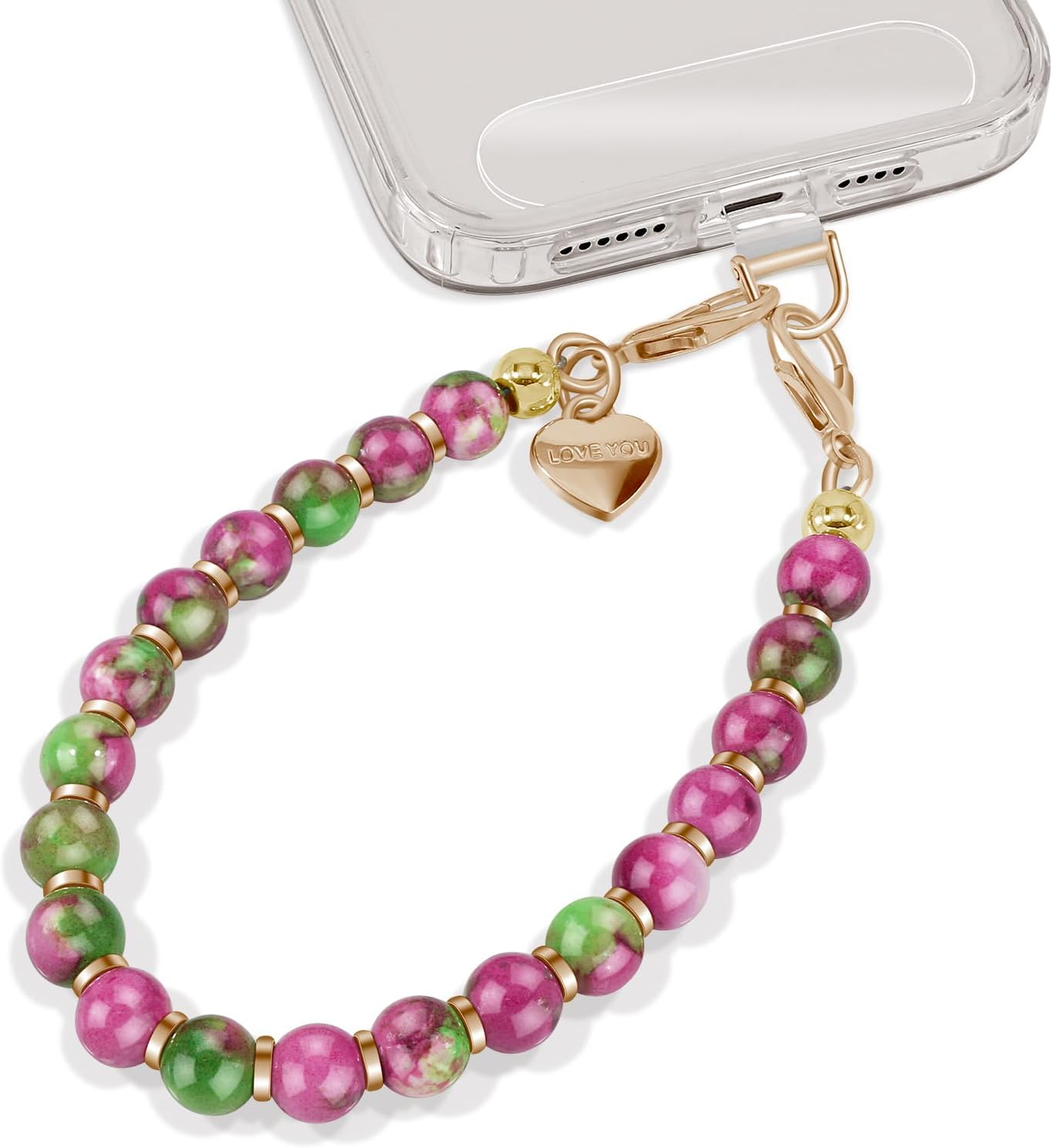 ROCONTRIP Phone Chain Stone Beaded Phone Strap Handmade Phone Wrist Strap With 2...