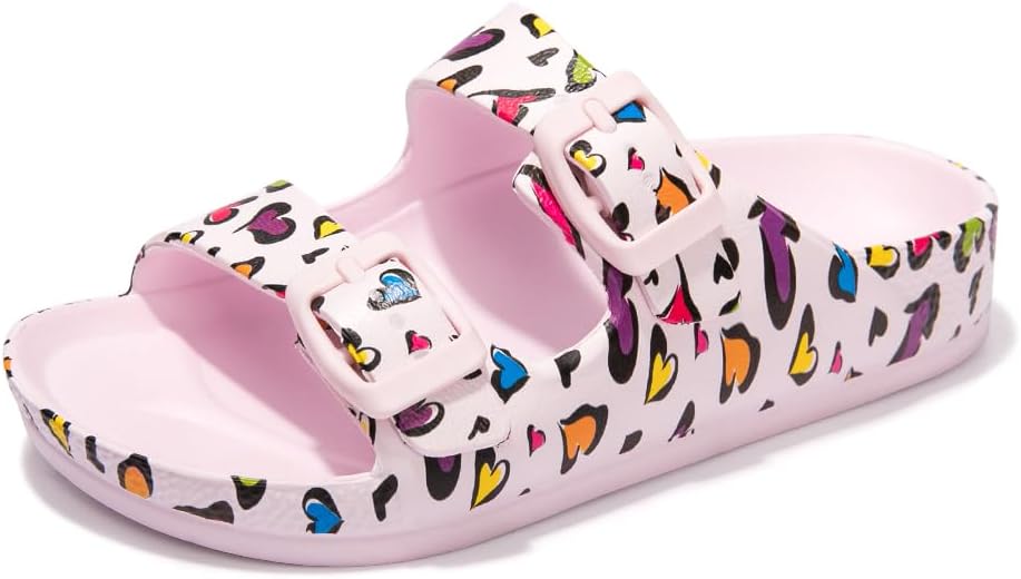 FUNKYMONKEY Unisex-Child Slides Double Buckle Adjustable EVA Flat Sandals for Bo...
