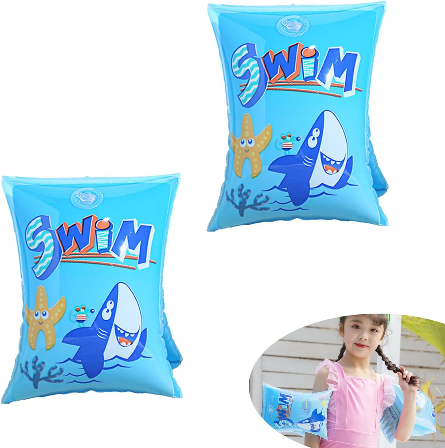 Inflatable Swimming Armbands for Kids Cartoon Inflatable Swimming Sleeves for Ki...