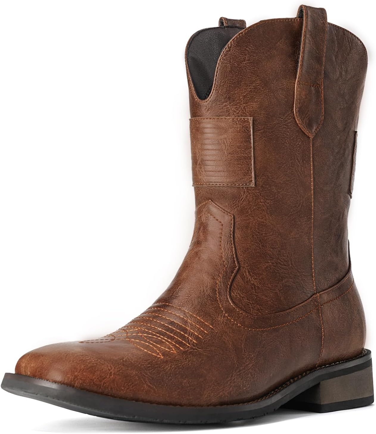 Cowboy Boots For Men - Mens Square Toe Western Boot With Flag, Faux Leather Boot...