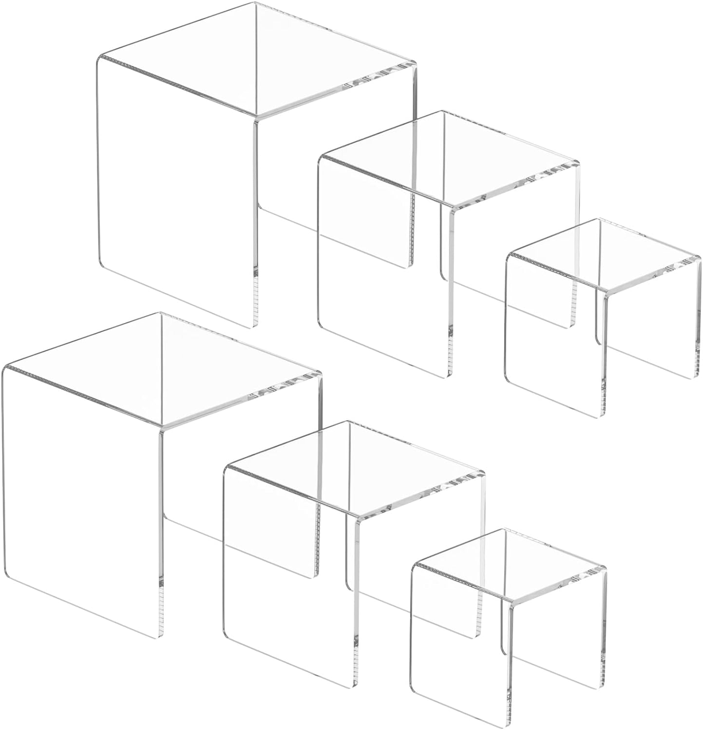 NIUBEE 2Set Acrylic Risers Display for Funko POP Figures,Clear Cake Stands for C...