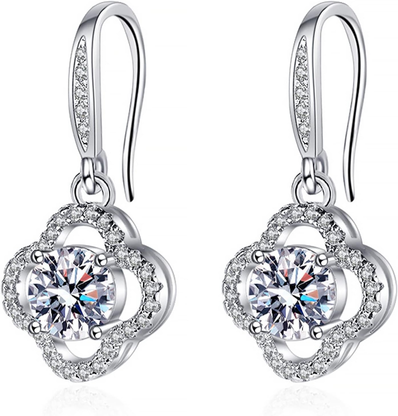 HEEYA Sterling Silver Drop Earrings for Women Girls, Dangle Earrings with Cubic...