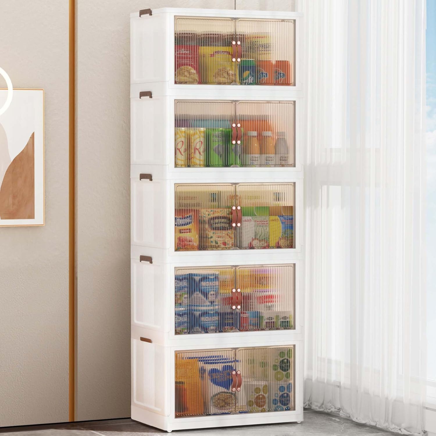 Stackable Storage Bins Folding Collapsible Storage Bins with Lid, Closet Organiz...