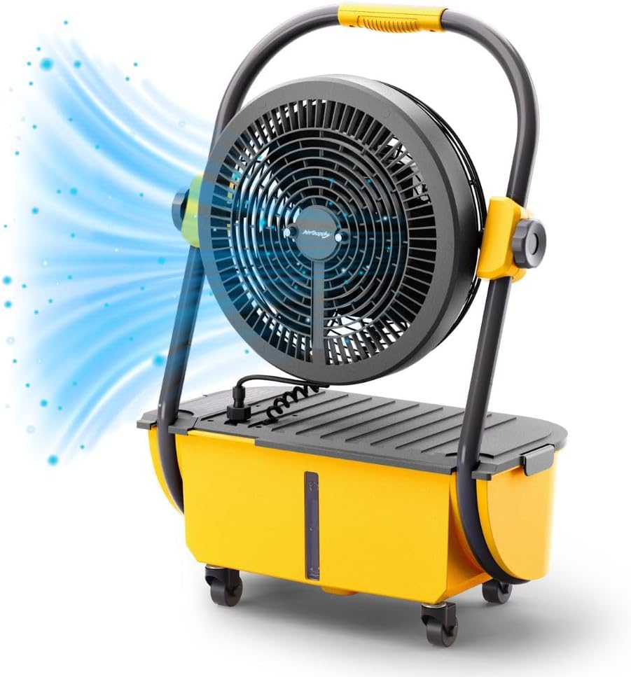TURBRO Cordless Misting Fan with 19,200mAh Rechargeable Battery, Portable Floor...