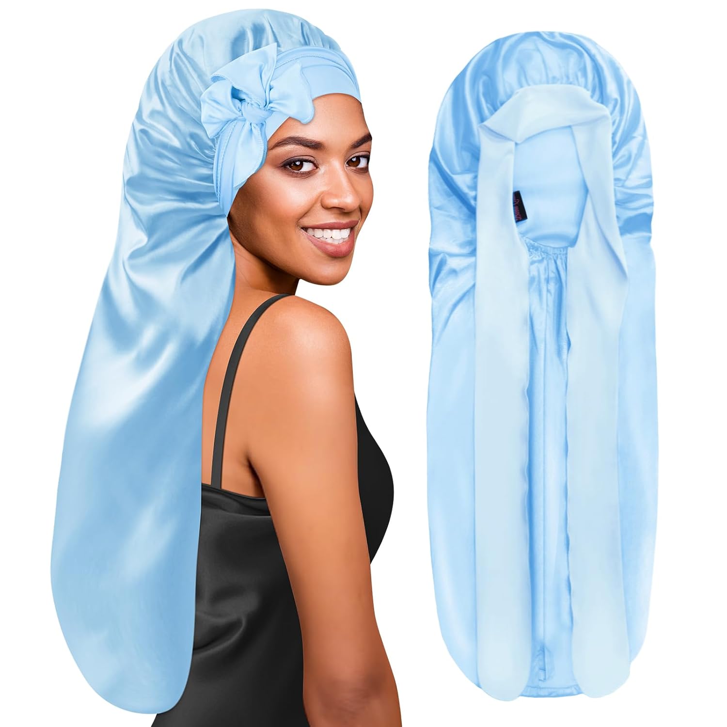 BONNET QUEEN Braid Bonnet Silk Bonnet Foldable Extra Long Bonnet for Braids Sati...