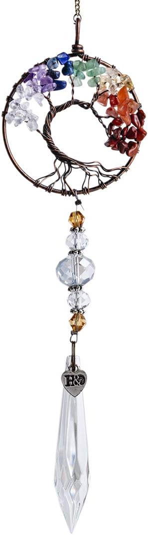 Crystal Prism Pendant Glass Hanging Ornament Life Tree Suncatcher Colorful Hangi...