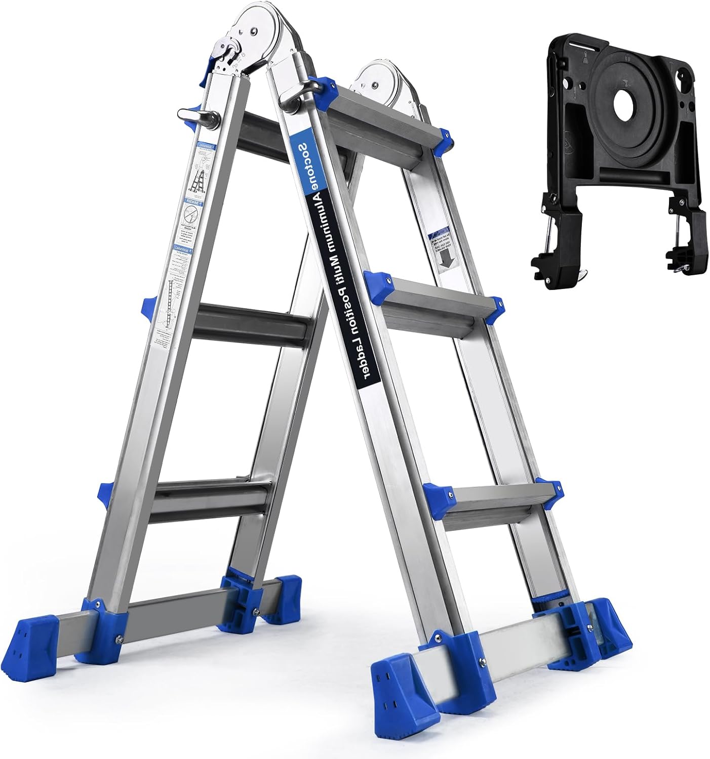 HBTower Ladder, A Frame 3 Step Extension Ladder, 13 Ft Multi Position Ladder wit...