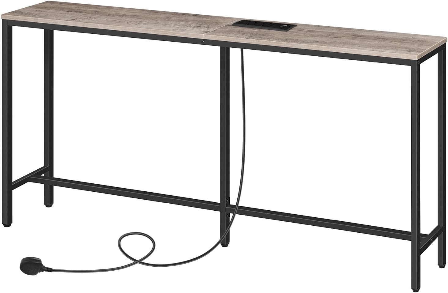 MAHANCRIS Console Table with Power Outlet, 160 CM Narrow Sofa Table, Industrial...