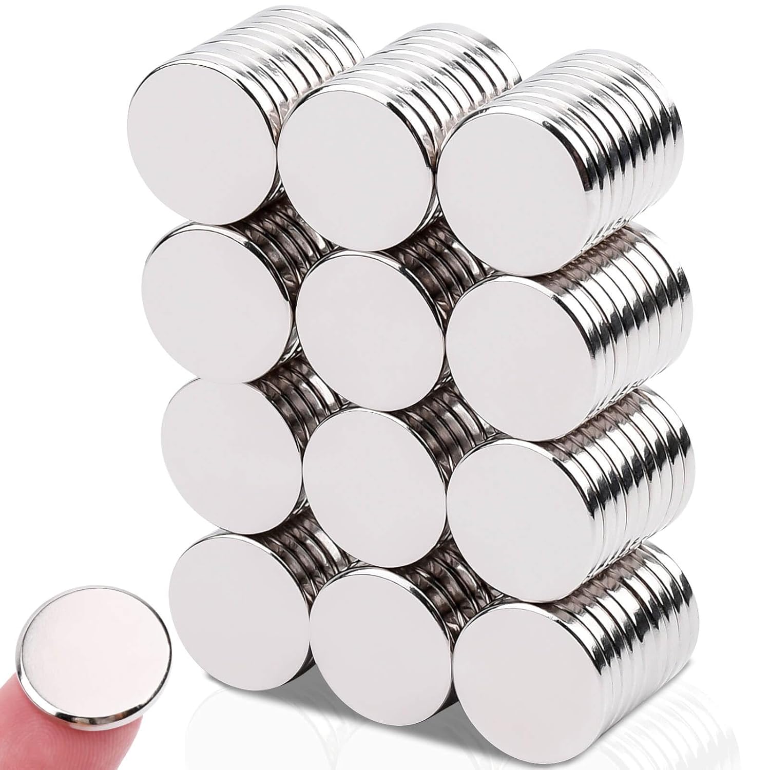 MIN CI 100 Pcs Magnets Neodymium, 15 mm x 2 mm Super Strong Round Rare Earth Mag...
