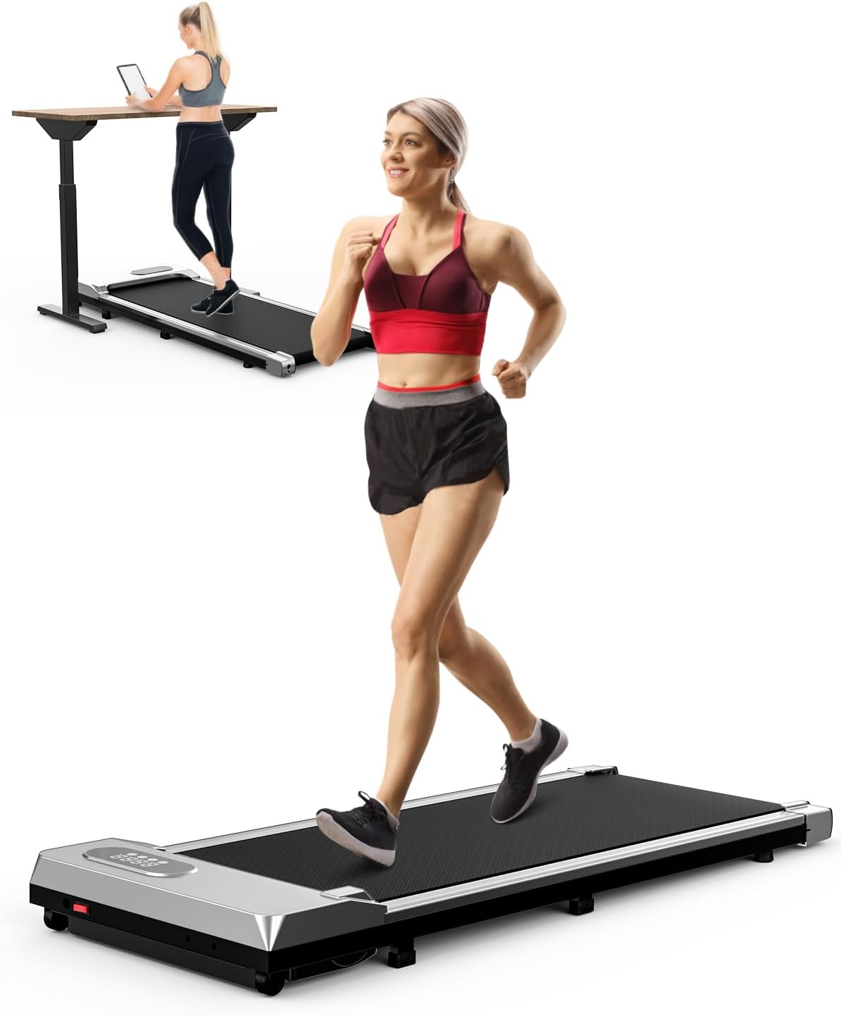 Bigzzia Under Desk Treadmill Walking Pad, 2.5HP Small Portable Treadmill for Off...