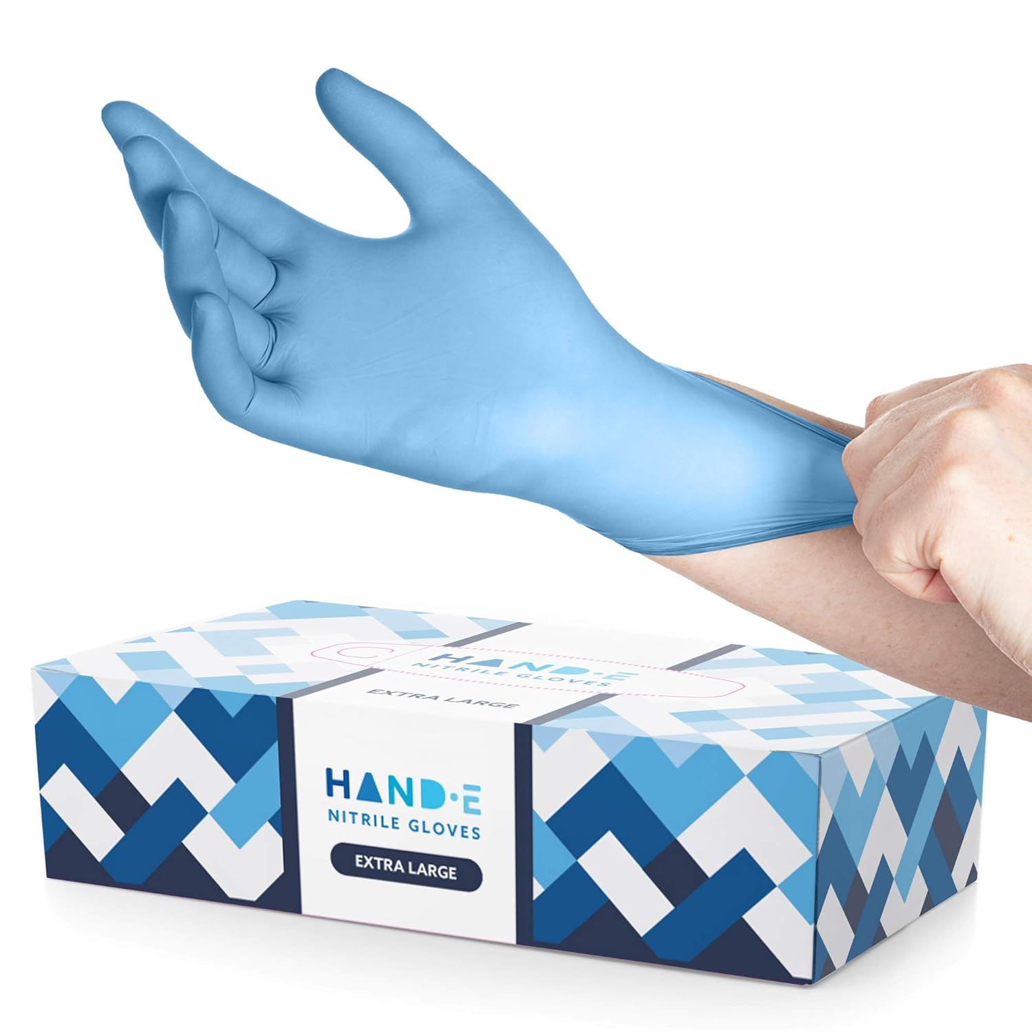 Hand-E Touch Blue Nitrile Disposable Gloves X Large 100 Count - Latex Free Medic...