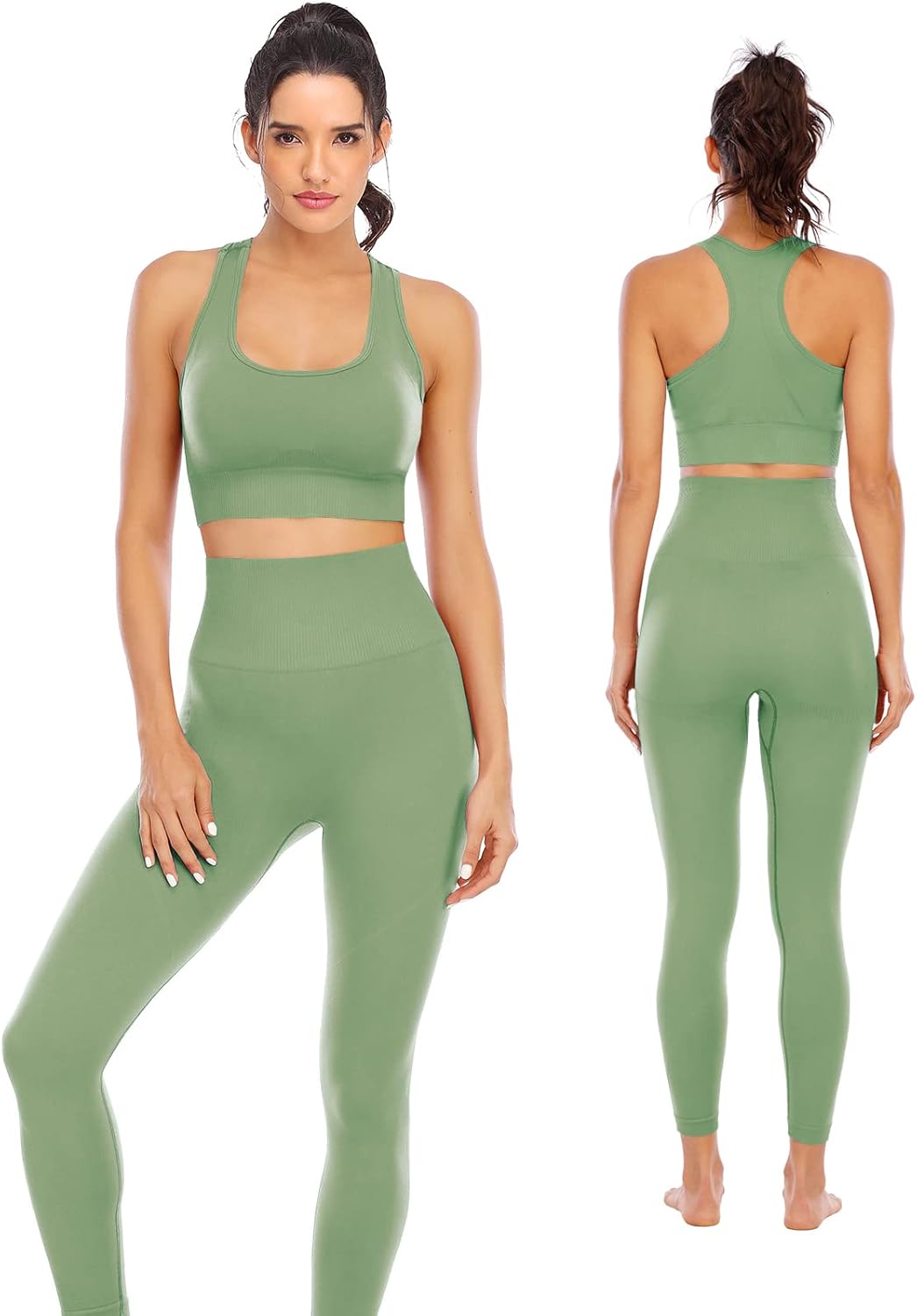 NOVA ACTIVE Workout Sets for Women 2 Piece High Waisted Seamless Leggings with P...