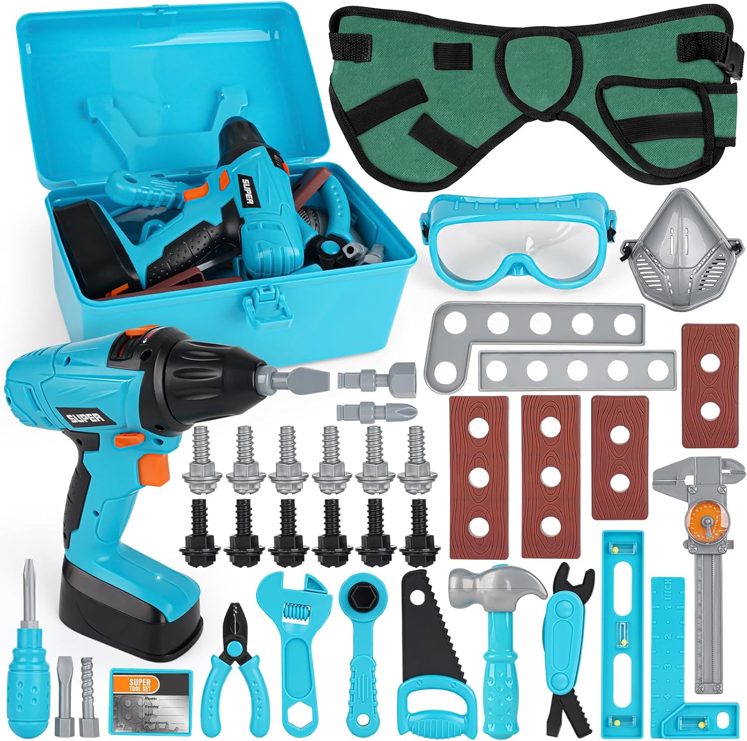 Vanplay Kids Toys Kids Tool Set Pretend Play Tools Kit with Electronic Toy Drill...