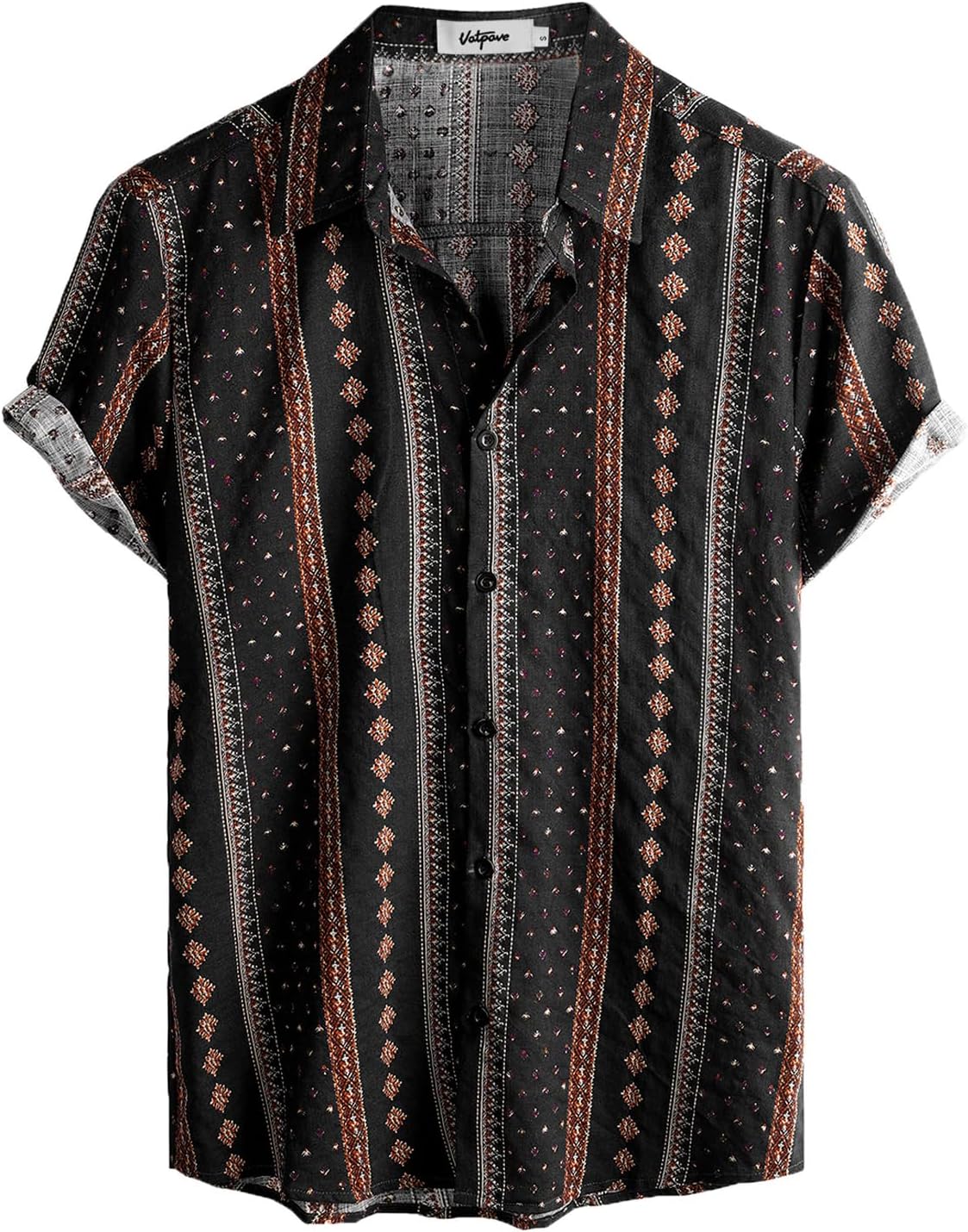 VATPAVE Mens Floral Hawaiian Shirts Short Sleeve Button Down Beach Shirts M Blac...