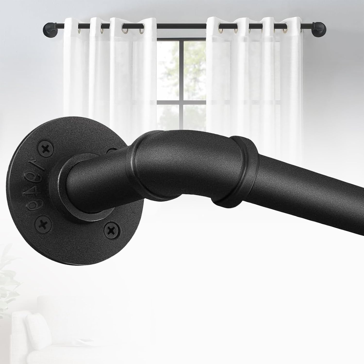 TEAKMAMA 1 Inch Black Curtain Rods for Windows 66 to 120 Inches(4-7ft), Blackout...