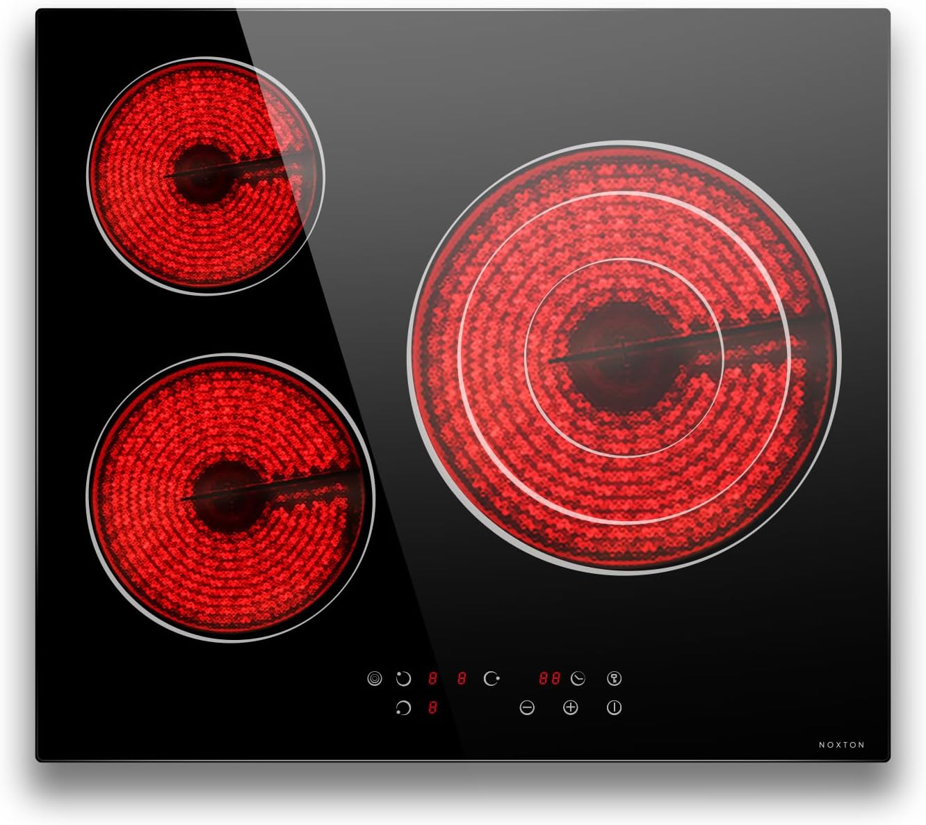Noxton 24 Inch Electric Cooktop 3 Burners Electric Stove Top, Built-in 24" Radia...