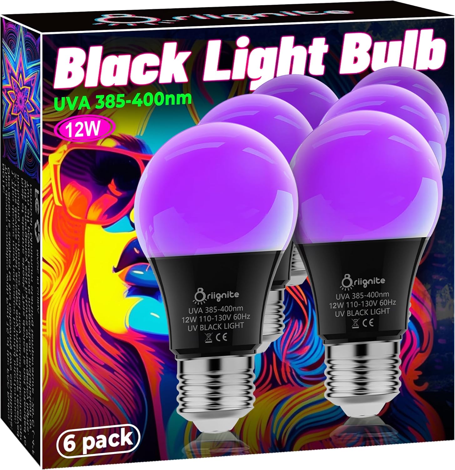 Black Light Bulbs, 12W LED Black Light Light Bulb for Halloween Decoration, UVA...