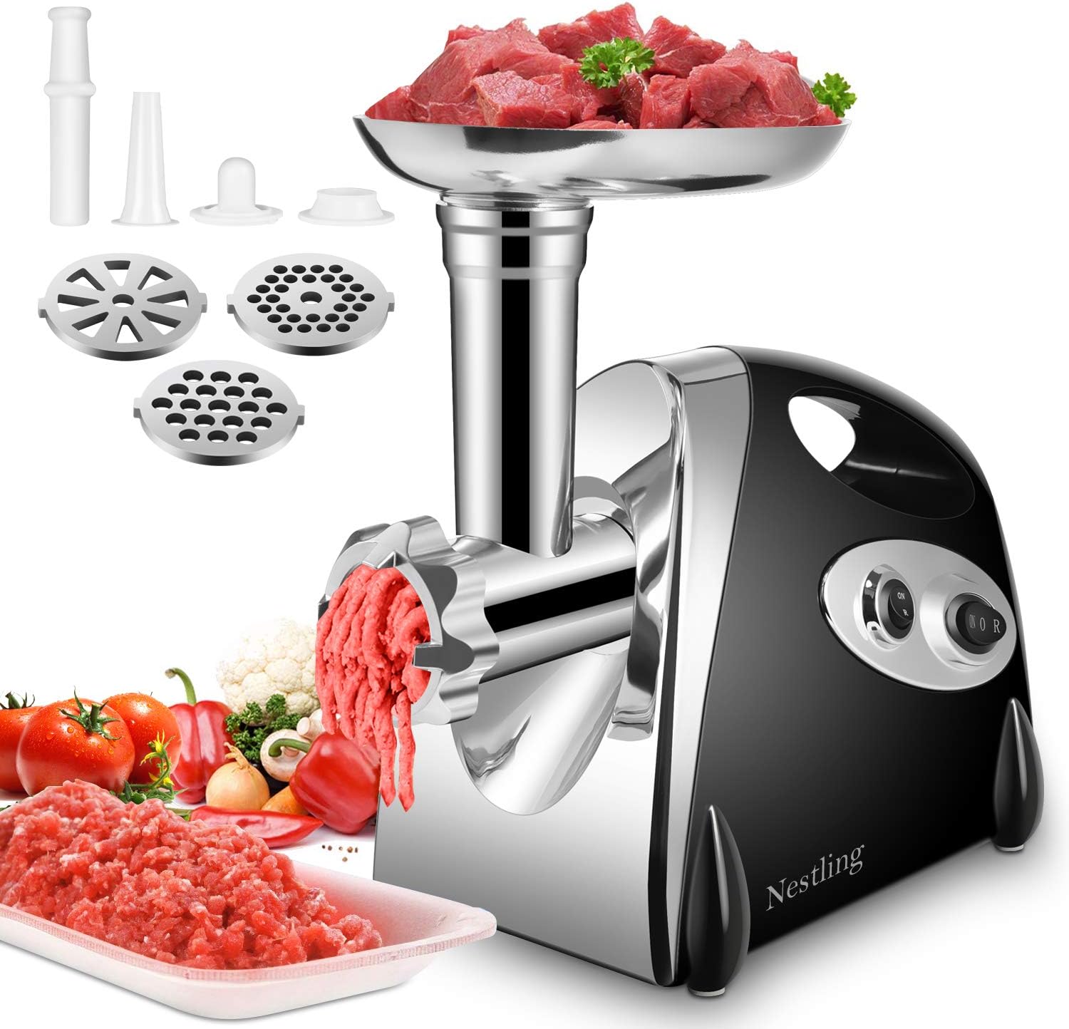Nestling® Electric Meat Mincer Grinder and Sausage Maker,Powerful 2800 Watt Copp...