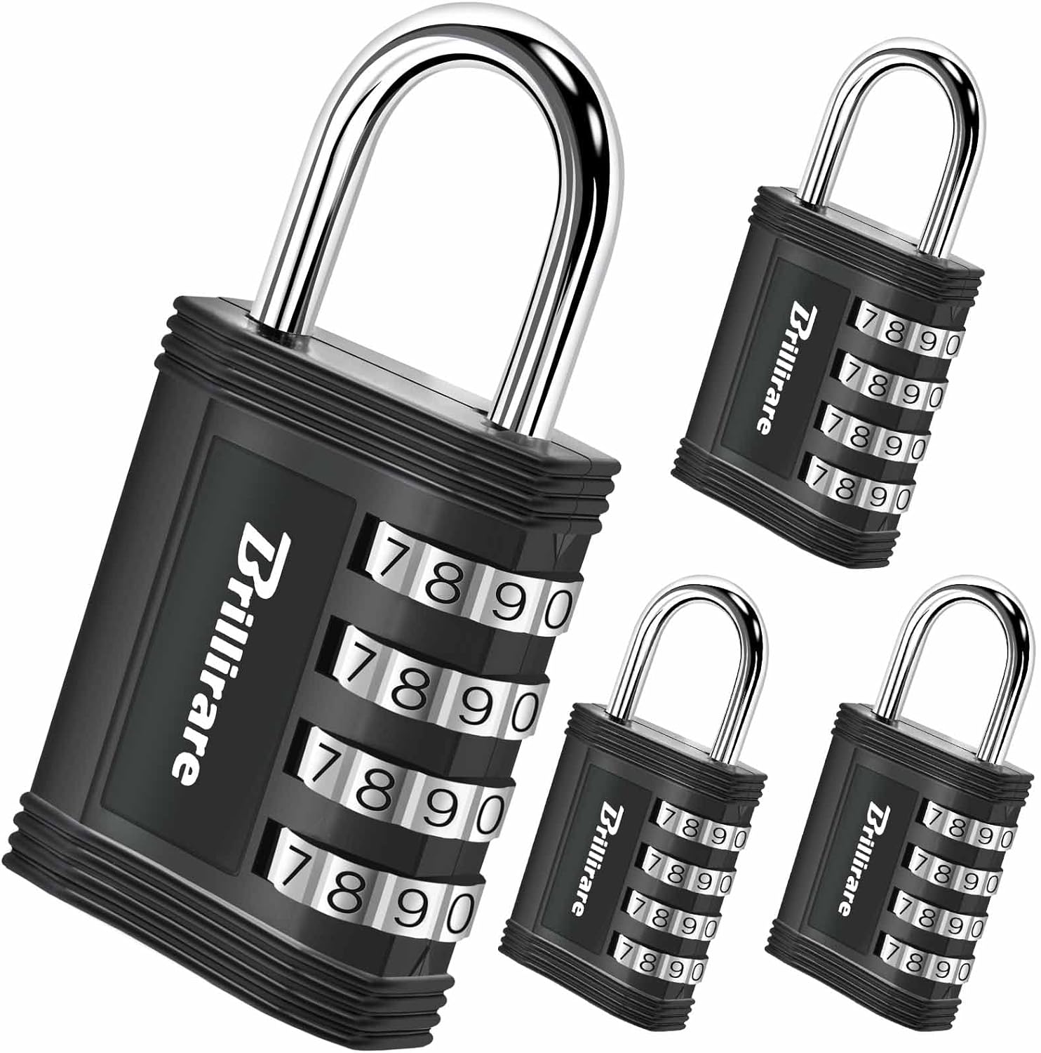 4 Pack Combination Lock, 4-Digit Waterproof Padlock, Zinc Alloy Outdoor Keyless...