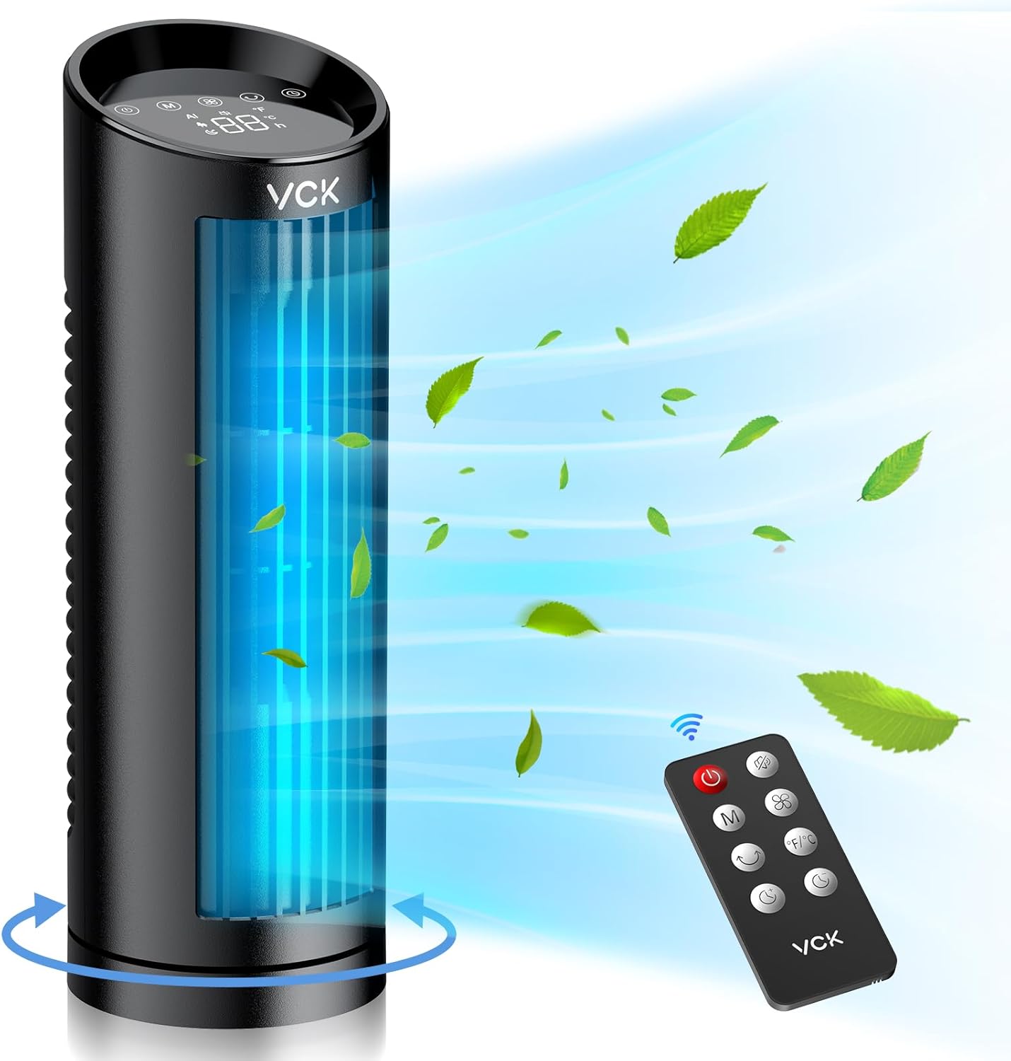 Tower Fan 13-Inch Oscillating Desk Fan with Remote Control, 3 Speeds, 12h Timer,...