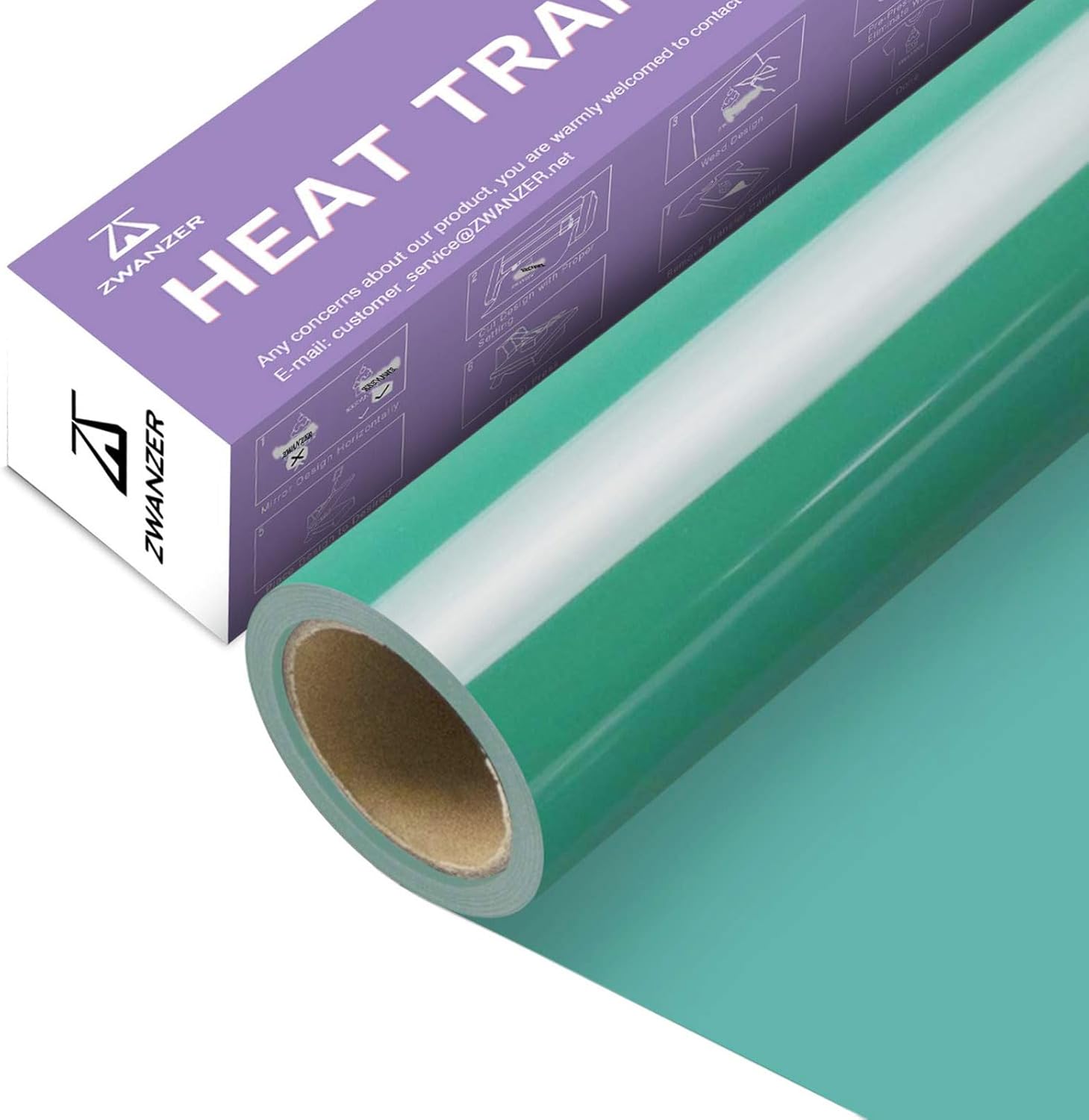Zwanzer Heat Transfer Vinyl Bundle 12" x 12ft HTV Vinyl Roll Iron-On Vinyl Heat...