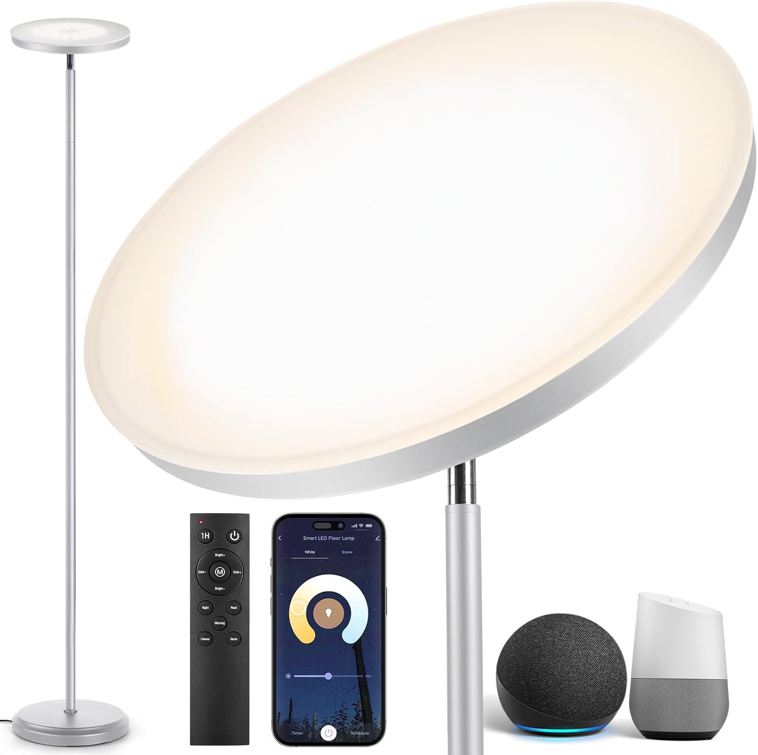 OUTON Smart LED Uplighter Floor Lamp, Dimmable Bright Torchiere Modern Lamp Work...