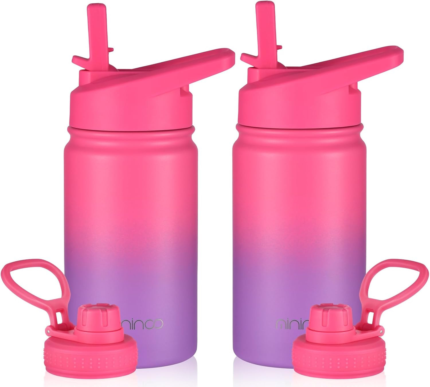 Insulated Kids Water Bottle, 12 oz Stainless Steel Water Bottle Kids with Straw...