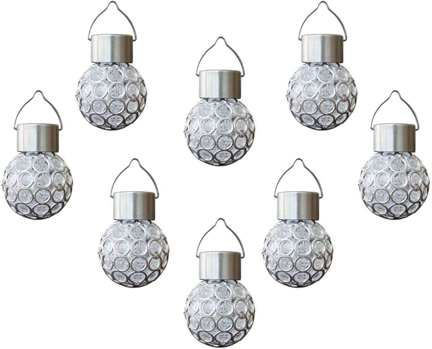 8 Pack Hanging Solar Lights Outdoor, Decorative Ball Lights Waterproof Solar Lan...