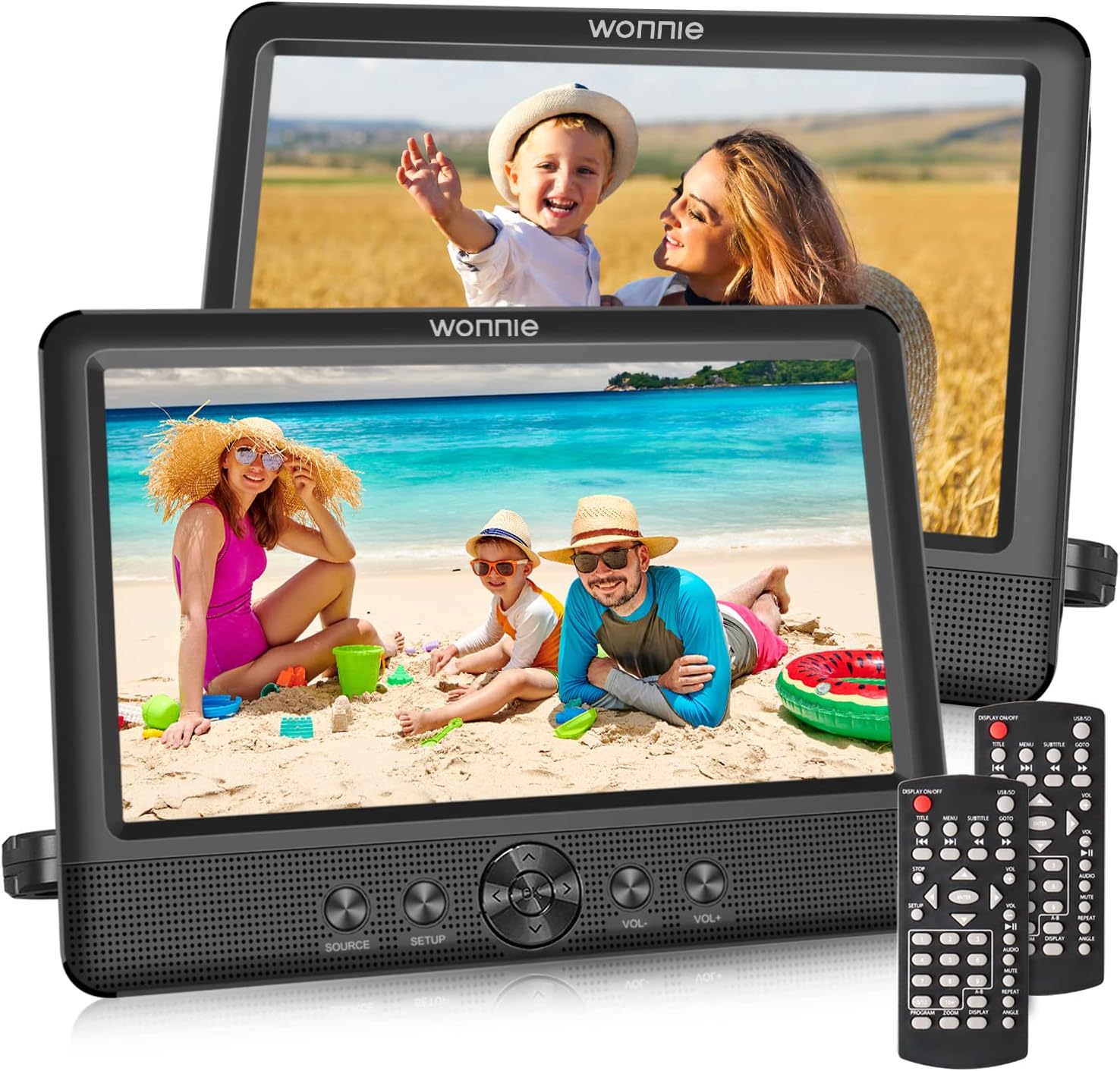 WONNIE 10.5" Two DVD Players Dual Screen for Car Portable CD Player Play a Same...