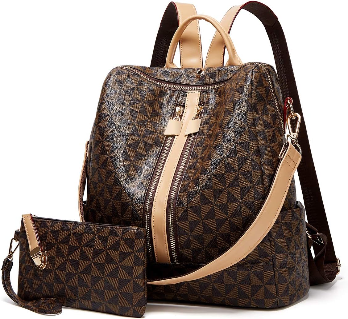 Makes Backpack Purse for Women PU Leather Travel Satchel Handbag Convertible Des...