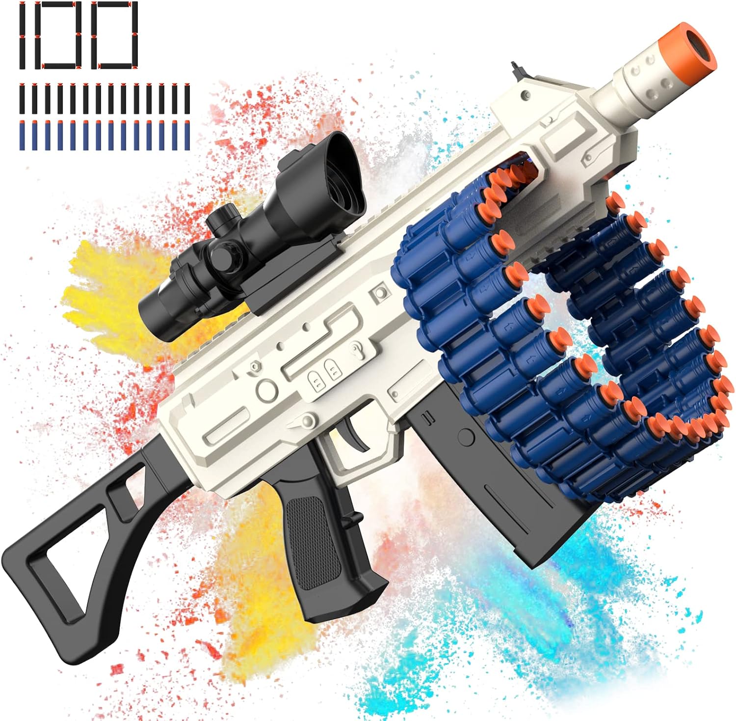 Electric Automatic Toy Guns, JakMean Toy Gun Blaster with 30 Dart Clips and 100...