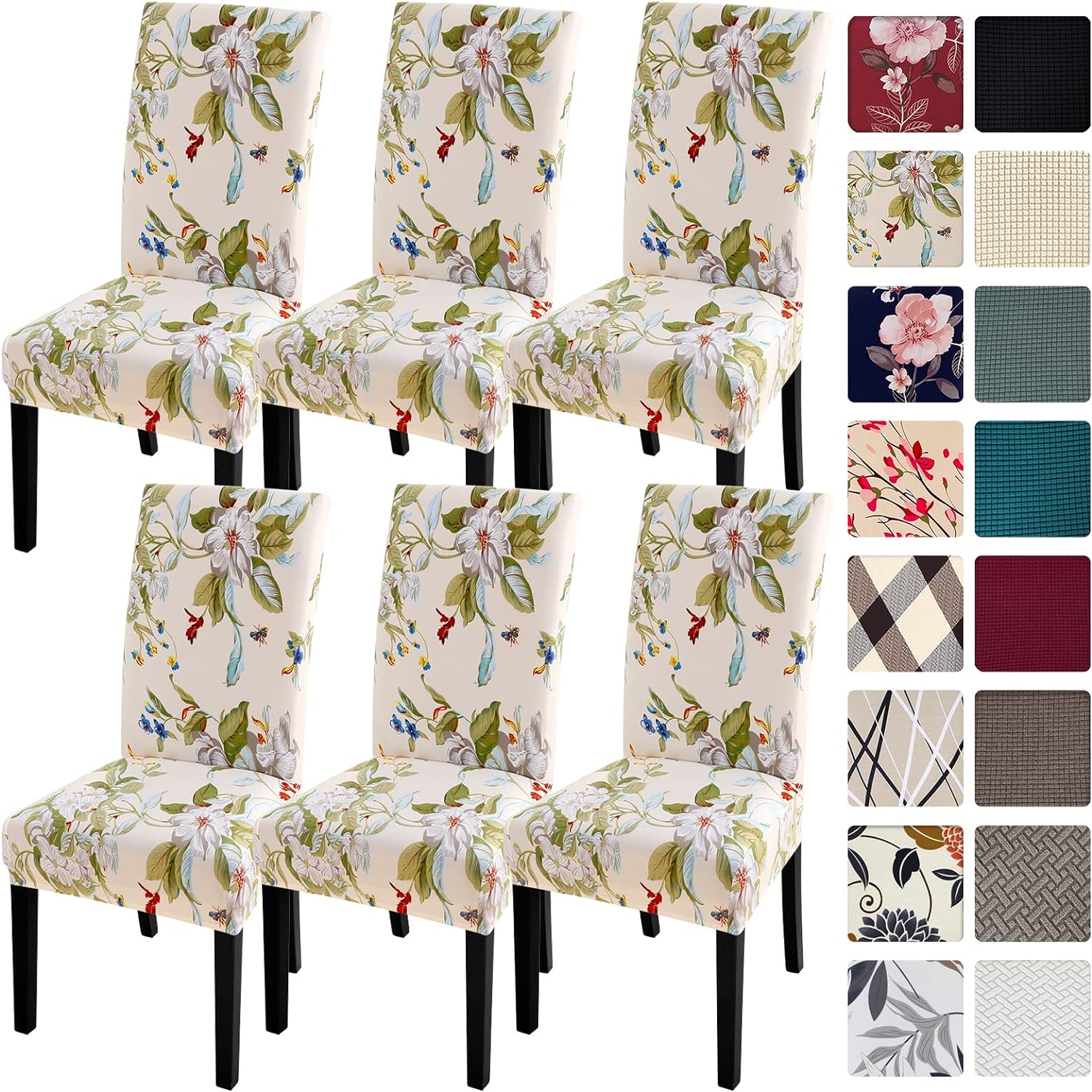 SearchI Dining Room Chair Covers Slipcovers Set of 6, Spandex Super Fit Stretch...